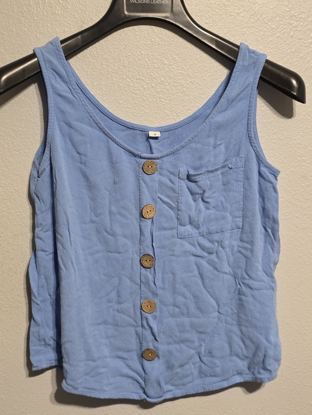 Light Blue Button-Front Tank Top